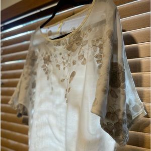 Romantic sheer floral embroidered top